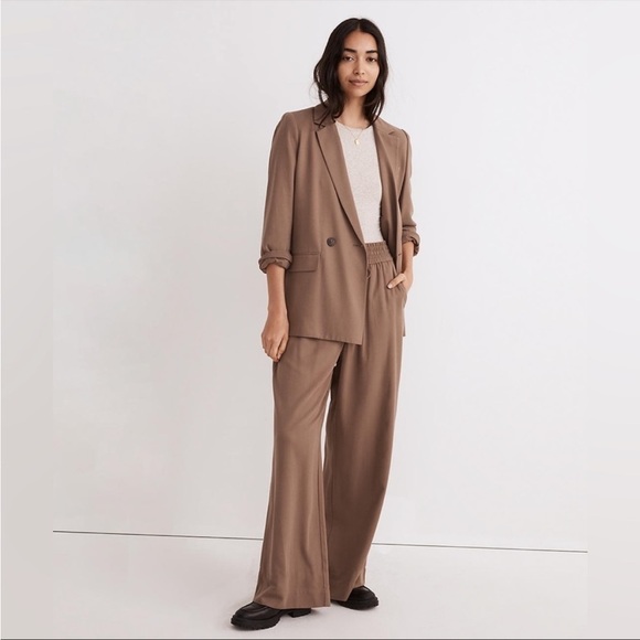 Madewell Drapeweave Caldwell Double Breasted Blazer NH328 Brown Oversized